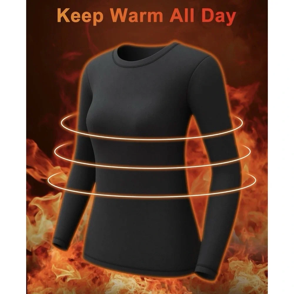 CL Convallaria 2-Pack Black Thermal Fleece Lined Top Shirt Sz XS NWT Underwear F - Picture 4 of 13